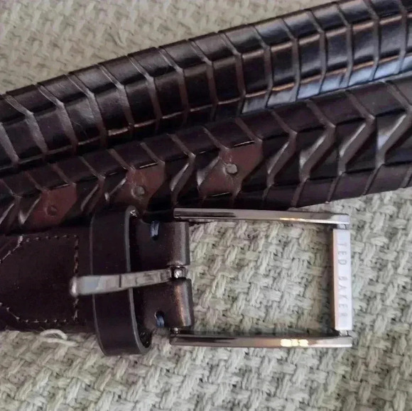 NWT Ted Baker London Chocolate Wicker Leather S/M Woven Leather Hip Belt - Picture 4 of 7